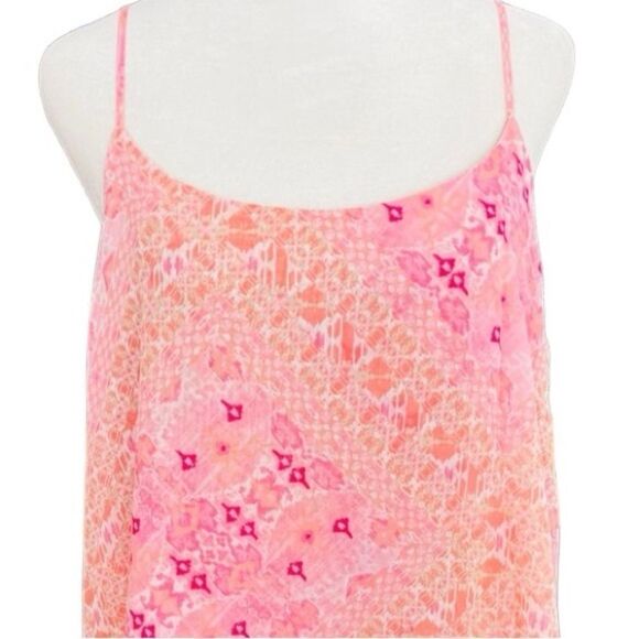 Emma & Michele spaghetti strap tiered chiffon print lined dress size L. - Picture 2 of 7